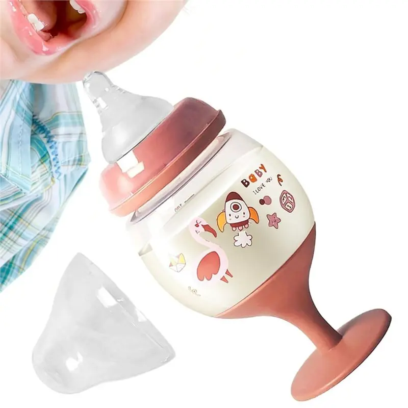 Photography Props Baby Bottle 180Ml Goblet, Cute Baby Drinking Water Cup, Transparent Kids Juice Goblet