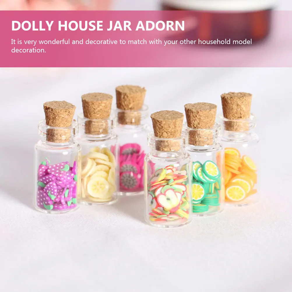 20Pcs Miniature Fruit Jar Decorations High-Grade Glass Micro Landscape Props for Dollhouse Kitchen Mini Room DIY Decoration Tiny