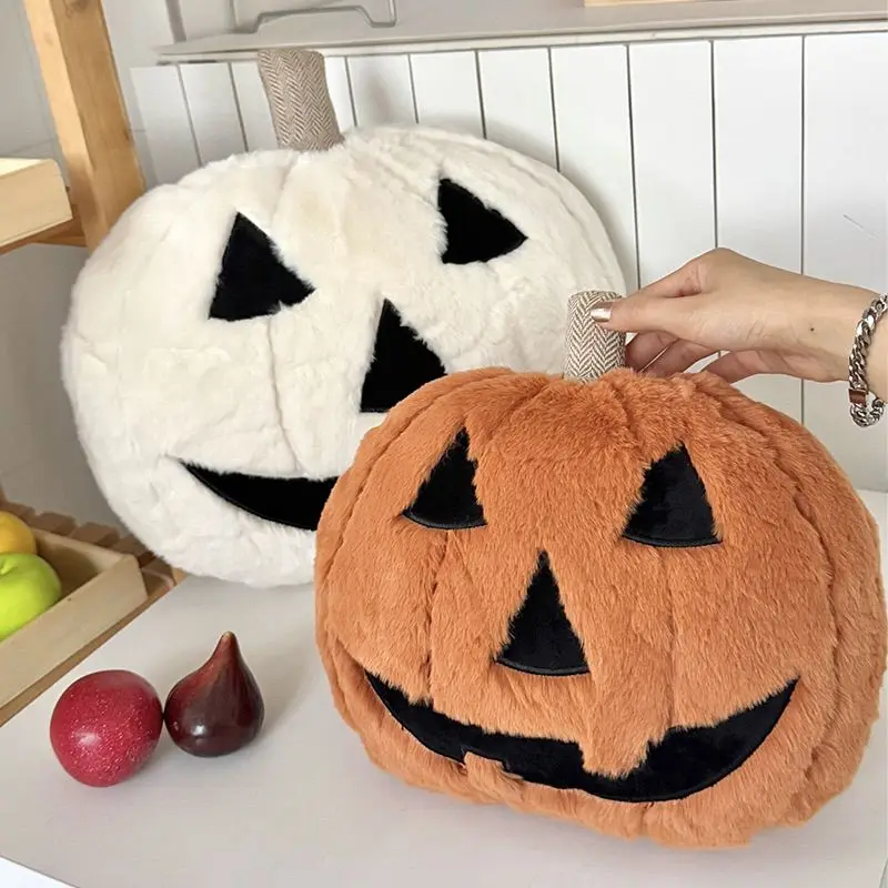 Spooky Pumpkin Ghost Face Plush Throw Pillow Cushion Sofa Decoration for Halloween Party Home Decor Gift
