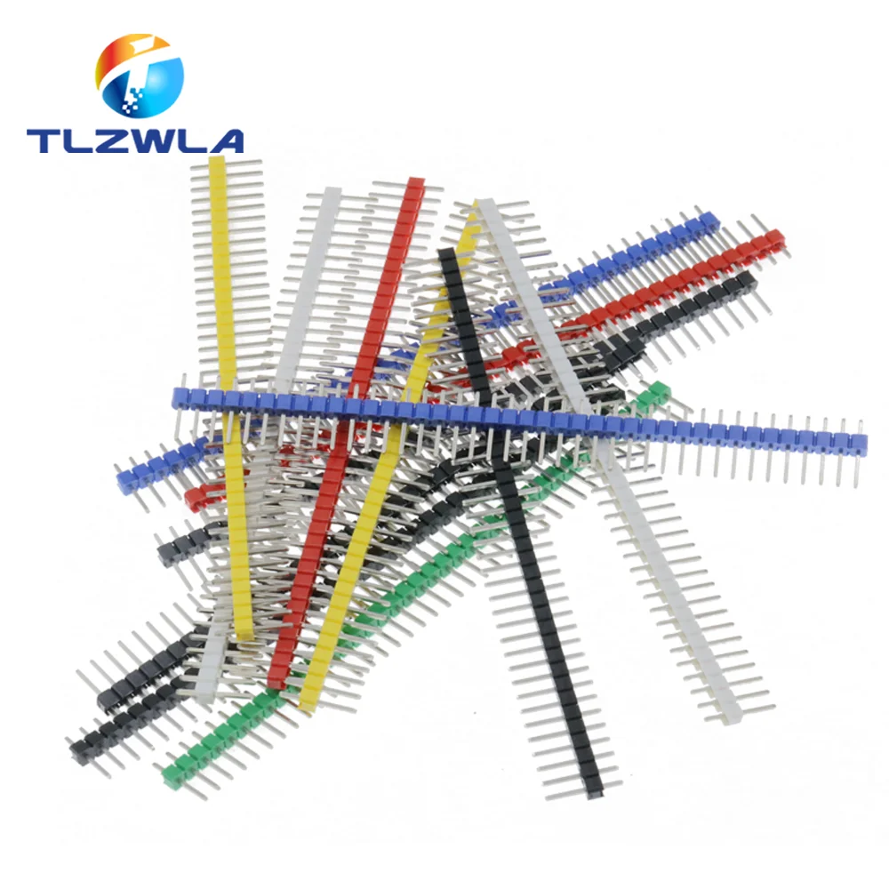 10 sztuk 1X40Pin łamliwy pin Header 2.54mm jednorzędowe męskie złącze nagłówkowe PCB listwa pinowa dla Arduino żółty/zielony/biały/czarny