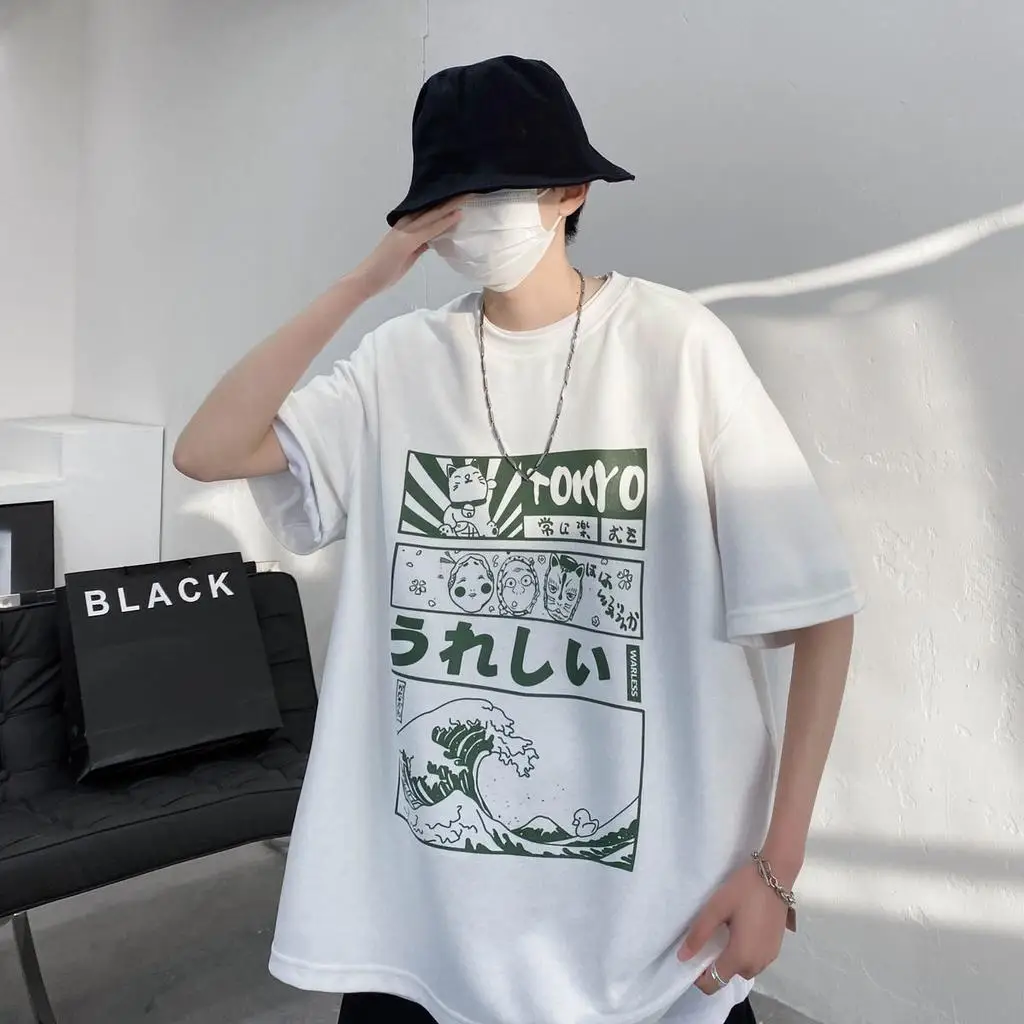 Privathinker Anime Tokyo Men Tshirts Japanese Oversized Fashion Male Casual Short Sleeve Tops Loose Summer Harajuku Tee Shirt