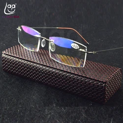 Clara Vida  SALE Titanium Square Frame Memory Grey Frame Coating Lenses Men Women Rimless Reading Glasses  +1+1.5+2+2.5+3+3.5+4