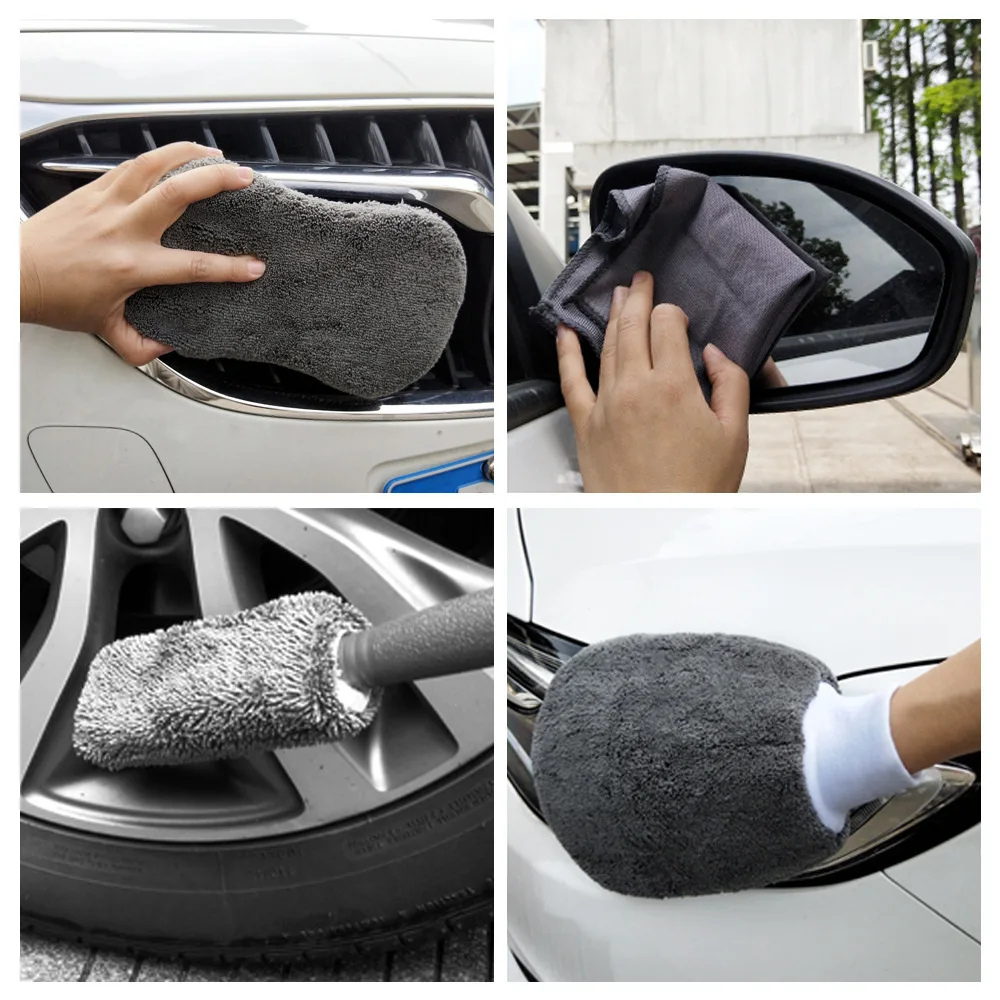 9-in-1 Car Washing Cleaning Set, Microfiber Towel, Sponge, Wash Glove, Polish Pads for Auto Detailing Care