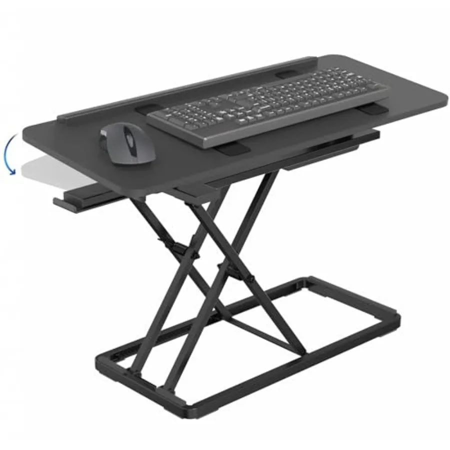 

30 inch Tilting Scissors Lift Keyboard and Mouse Riser Height Adjustable Laptop Desk for Ergonomic Sit Stand Workstations Black