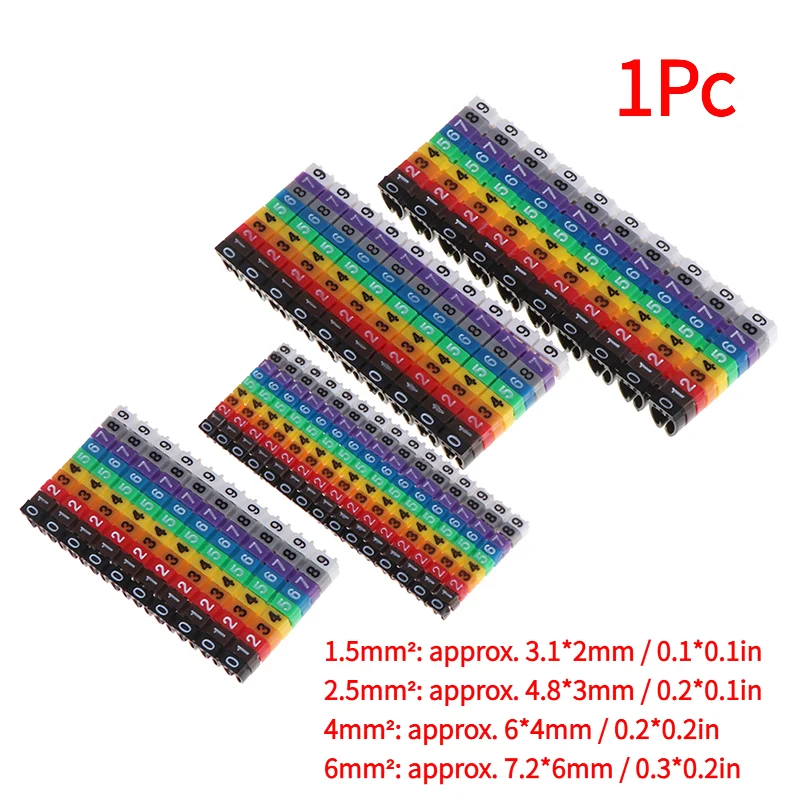 1Pc Cable Markers Colourful C-Type Marker Number Tag Label For Wire 1.5/2.5/4/ 6mm².