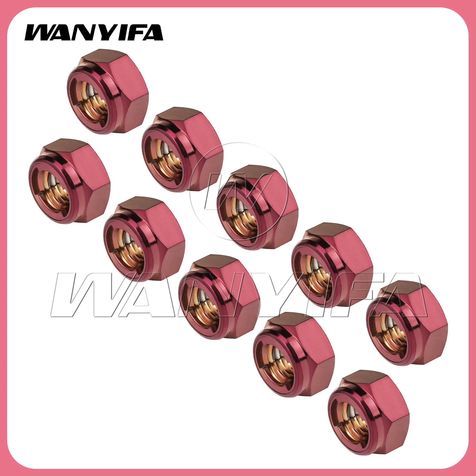 Wanyifa Ultra-Light Titanium Locking Nut M4-M12  Anti-Loose Metal Nuts Replacement for Bike & Motorcycle Rearview Mirrors 10/15p