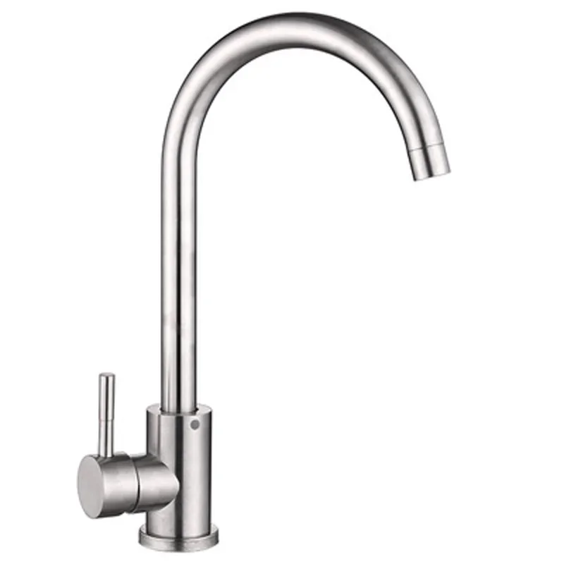 

Kitchen Faucets Brushed Stainless Steel 360 Rotate Kitchen Faucet Deck Mount Cold Hot Water Sink Mixer Taps