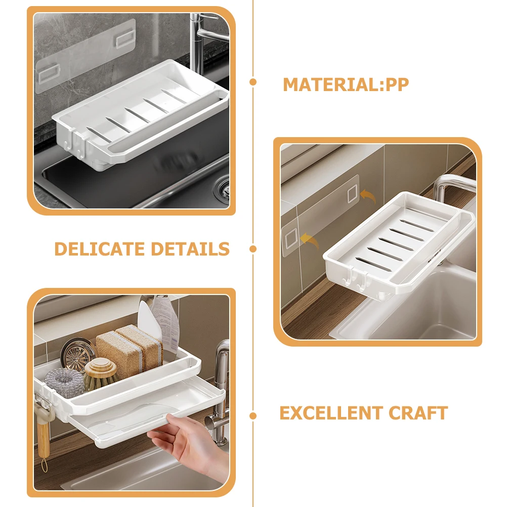 

Кухонная полка для хранения губки, белый полипропиленовый держатель для слива, ткань для мыла, щетка для мыла, ganizer, настенное крепление, аксессуары для раковины