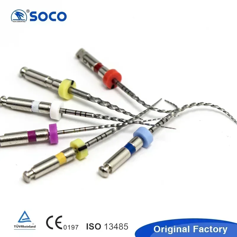 SOCO PLUS 6Pcs/Box Heat-Treated Rotary Nickel Titanium Endo Files Remarkable Anti-Breakage Strength  Root Canal Preparation