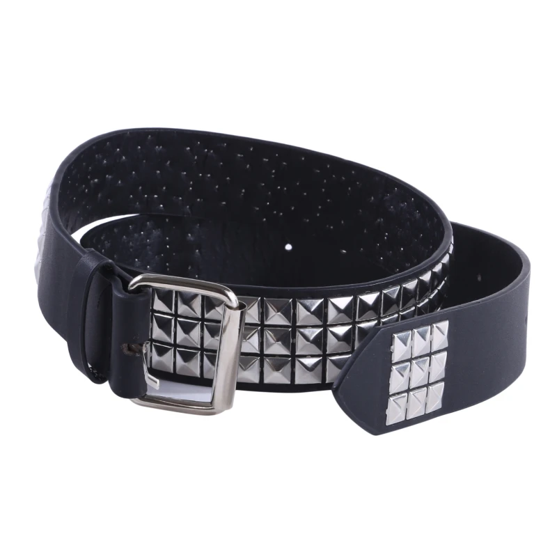 2024 new luxury square bead rivet belt metal pyramid straps men and women punk rock hardware jeans designer female waist belts