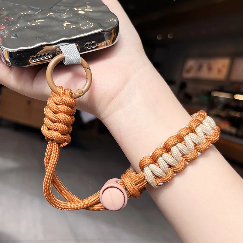 Charme de telefone com pulseira trançada ajustável de pulso curto para esportes ao ar livre, resistente para homens e mulheres