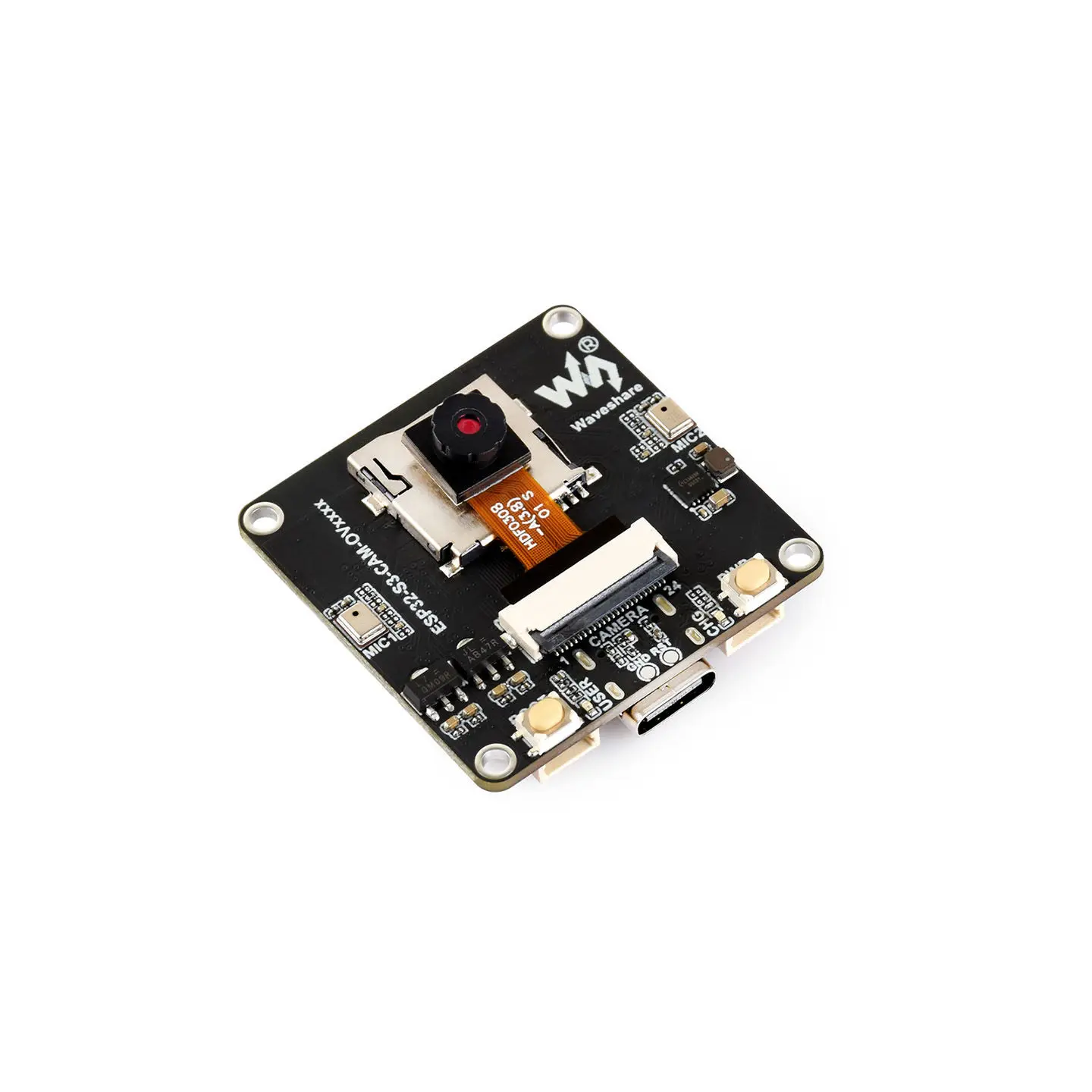 Waveshare ESP32-S3 AI Camera Development Board, Image Acquisition and AI Voice Interaction, Expandable Display Support