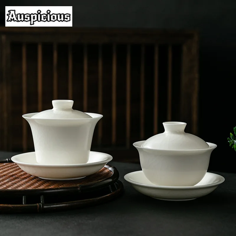 190ml Handmade Ru Porcelain Gaiwan Aesthetic Ice Cracks Tea Tureen Tea Making Cover Bowl Tea Ceremony Accessories Collection