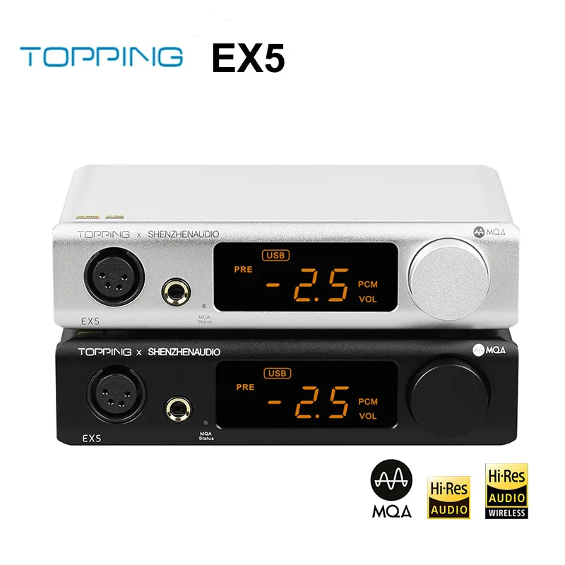 

Topping EX5 Dual ES9038Q2M Chips Bluetooth MQA Decoding DAC AMP Headphone Amplifier XLT/RCA Output DSD512 PCM768 LDAC