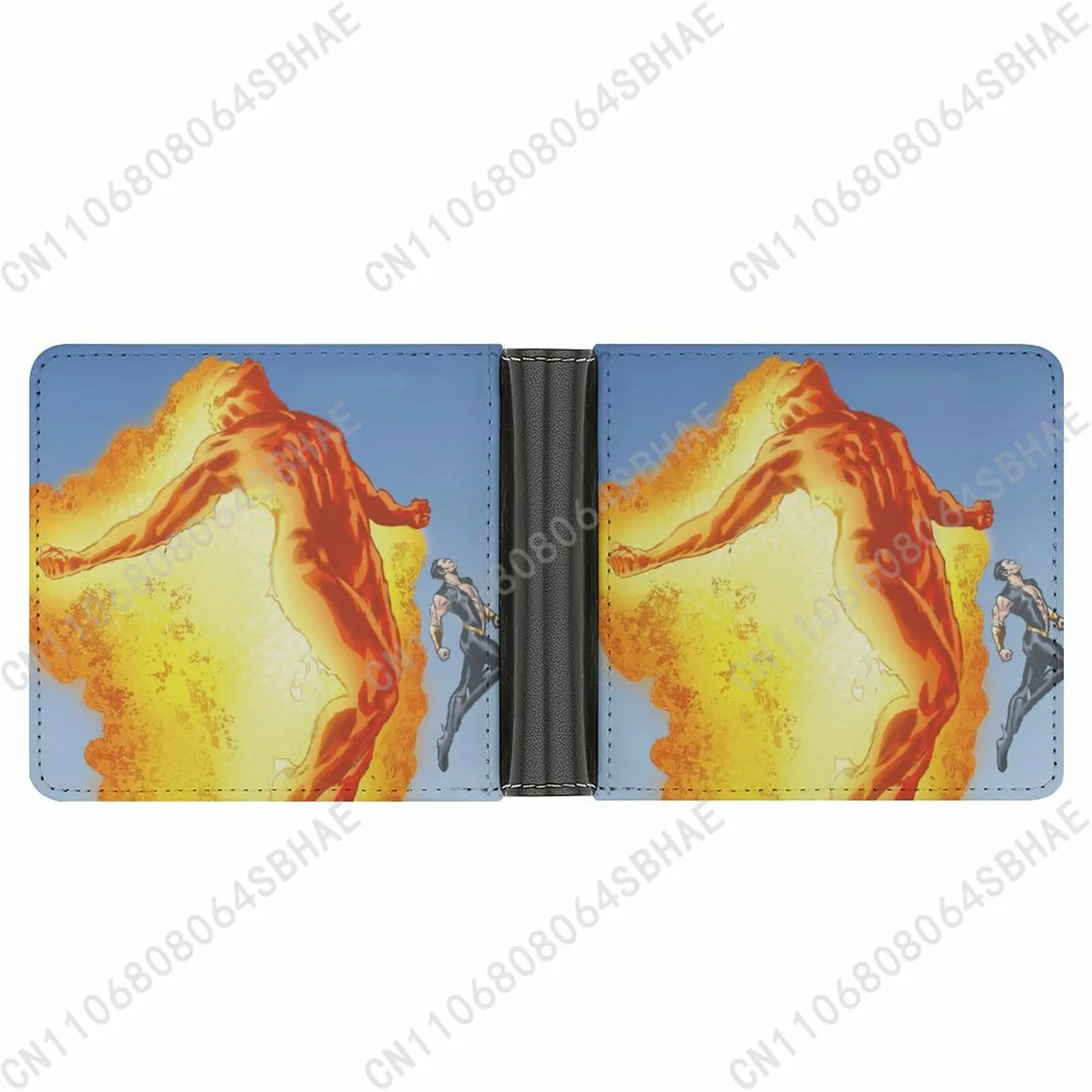 

Marvel Human Torch Trendy Leather Wallet Teenage Male Woman Personalized Slim Credit Card Holder Small Purse Daily Use Cosplay