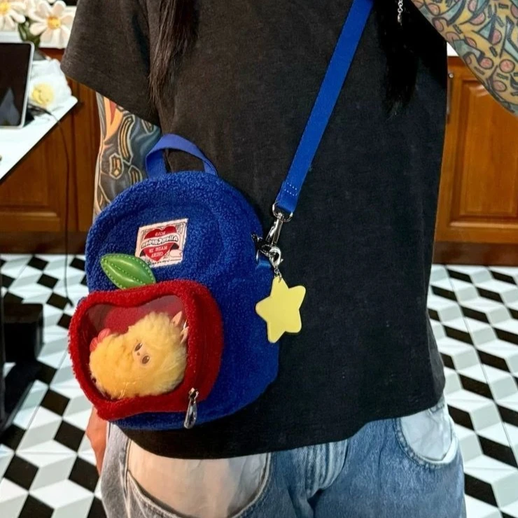 Fall/Winter Cute Plush Mini Backpack Kawaii Apple Transparent Ita Bag Travel Storage Bags Crossbody Bag Shoolbag Satchels Purse