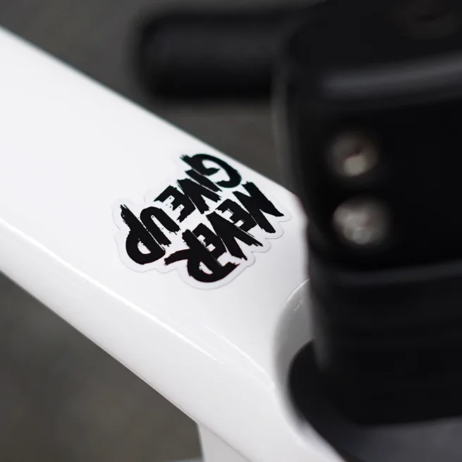 2x Adhesivo de Vinilo para Coche "NUNCA TE RINDAS" para Bicicleta de Montaña, Bicicleta Plegable, Ciclismo, Bicicleta Eléctrica, Tubo en T, Decoración Gráfica