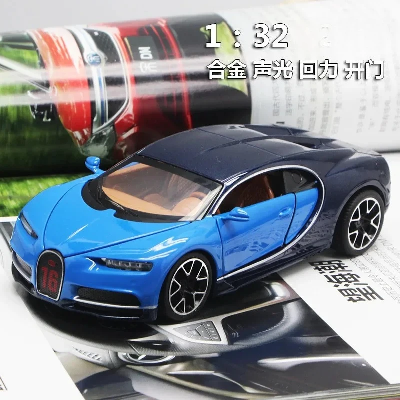 

1:32 Chiron Alloy Sports Car Model Diecast Metal Toy Racing Car Vehicles Model Simulation Sound Light Kids Gifts Diecast Car