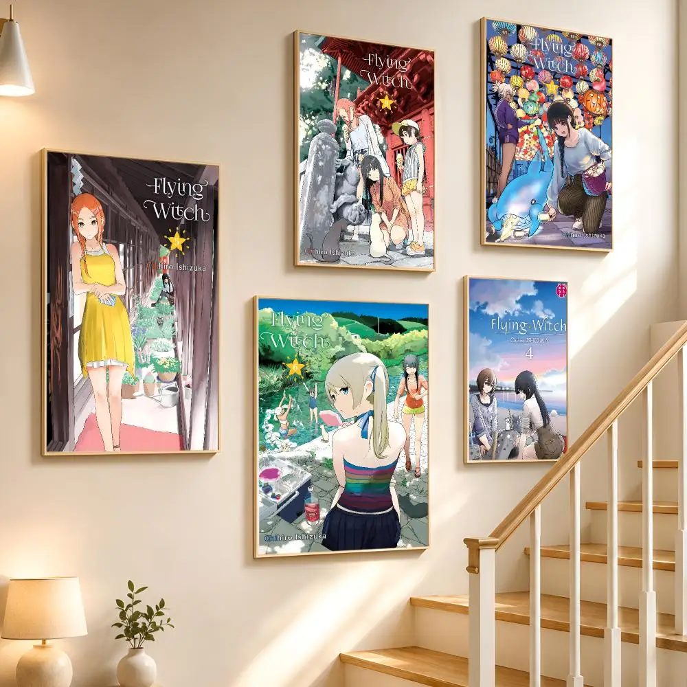 Anime Japanese Classic Flying Witch Poster High-definition waterproof stickers, suitable for home décor,holiday decorations