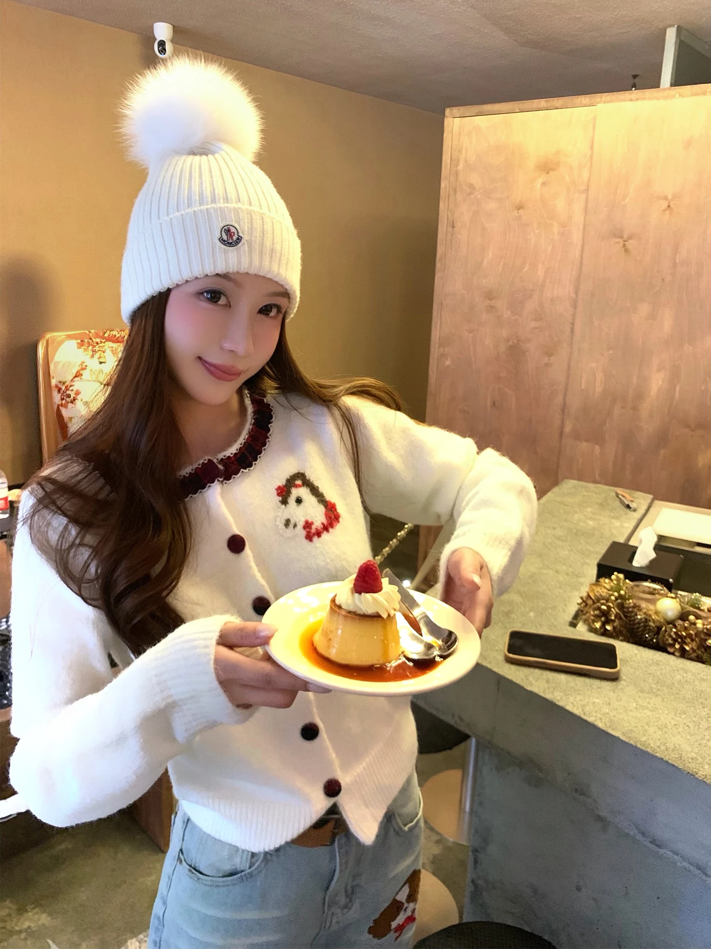 

Xueke белый свитер женский зимний новогодний милый флир универсальный многослойный длинный вязаный топ на пуговицах све