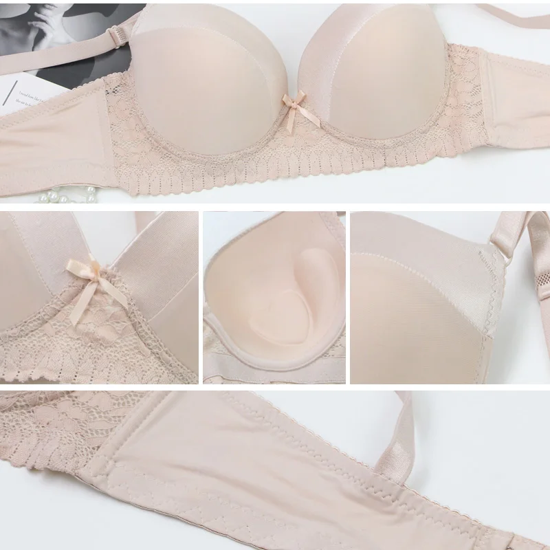 DaiNaFang Push-Up-BHs für Damen, Rosa, Blau, Schwarz, Grau, Beige, Weiß, Burgunderrot, Unterwäsche, Spitze, minimiert nahtlose Dessous – Detail 9