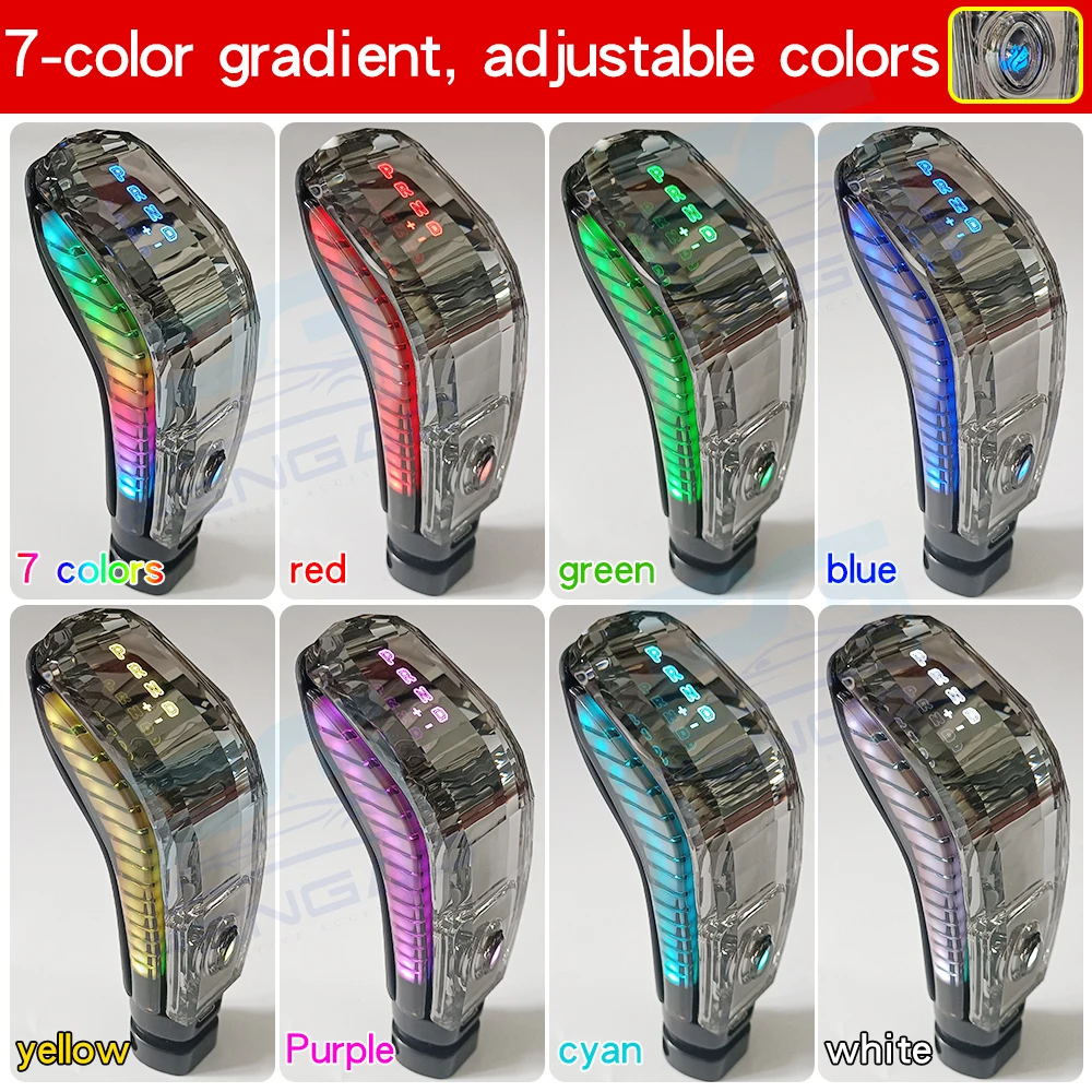 

For Hyundai Tucso Santa Fe Elantra EV ix25 i20 Avante Sonata LED light crystal 7-color gear shift knob handle car interior
