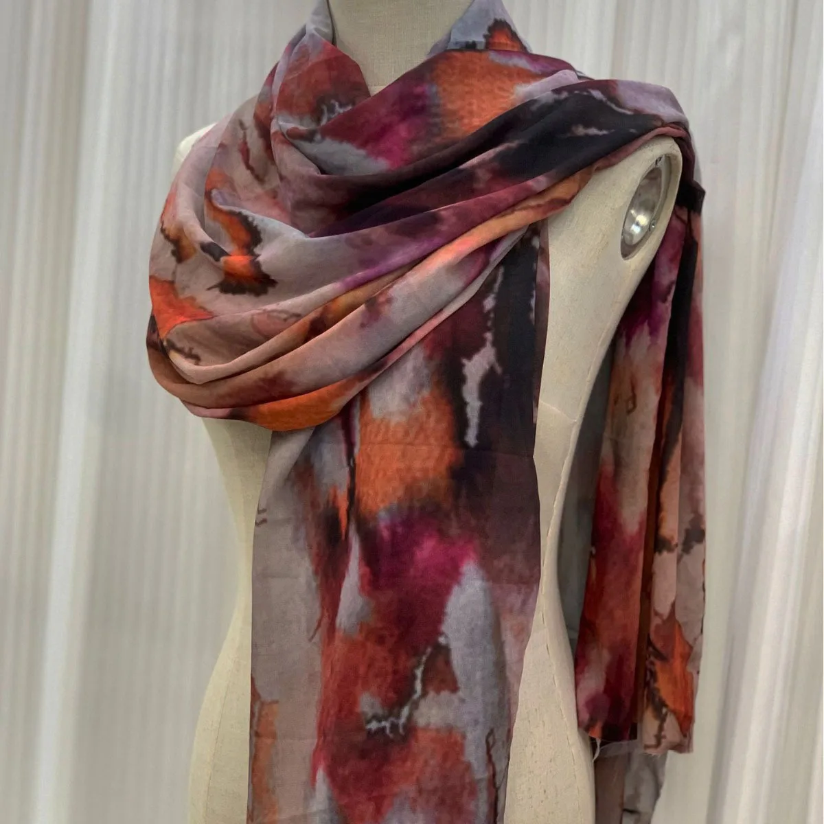 New watercolor series headscarf fashionable and versatile printed scarf tie dye long scarf scarf