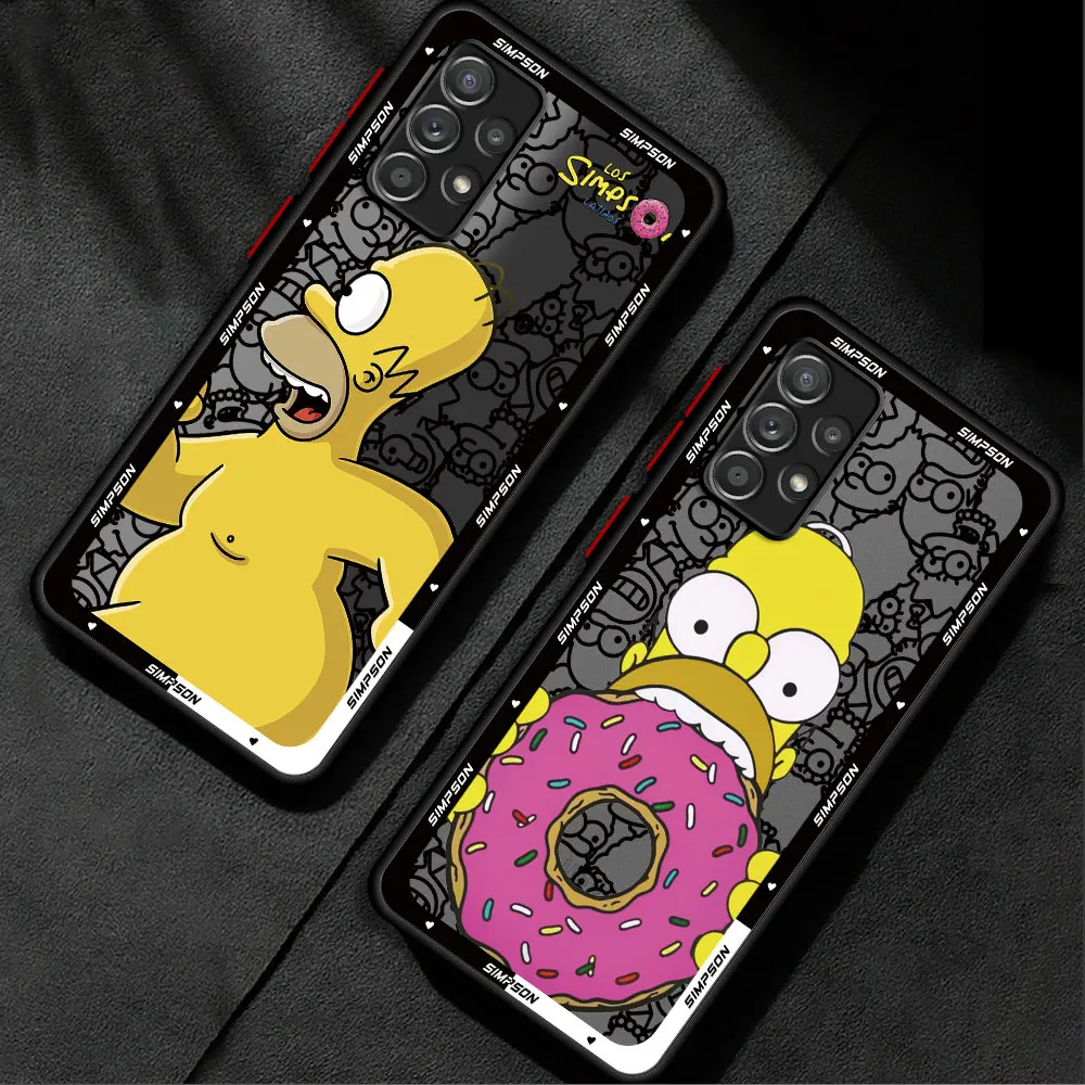 Funny Cartoon Homer Simpson Family Case for Samsung Galaxy A22 A21s A31 A12 A13 A13 A14 A24 4G A22 A23 Matte Soft Print Cover