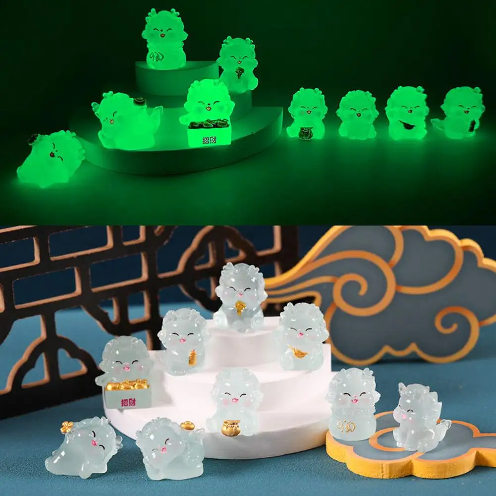 1pcs Luminous Dragon Ornament Mini Glow Kawaii Dragon Car Office Home Garden Figurines Fairy Decoration Accessories Dolls K2x4