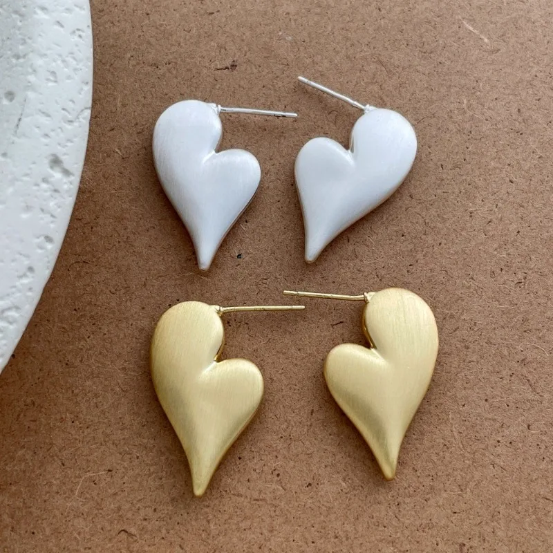 Minar Einfache Matte Farbe Rutting Metallic Unregelmäßige Herz Tropfen Ohrringe für Frauen Echtes Gold Silber Überzogene Kupfer Täglichen Schmuck