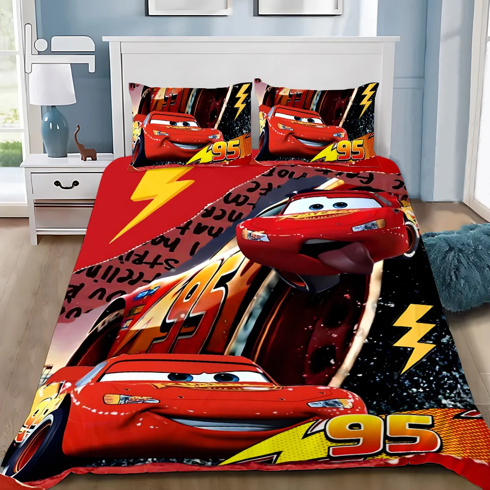 Disney Lightning McQueen Car Duvet Cover Pillowcase Bedding Set Adult Boy Girl Bedroom Decoration Children Single Double Size