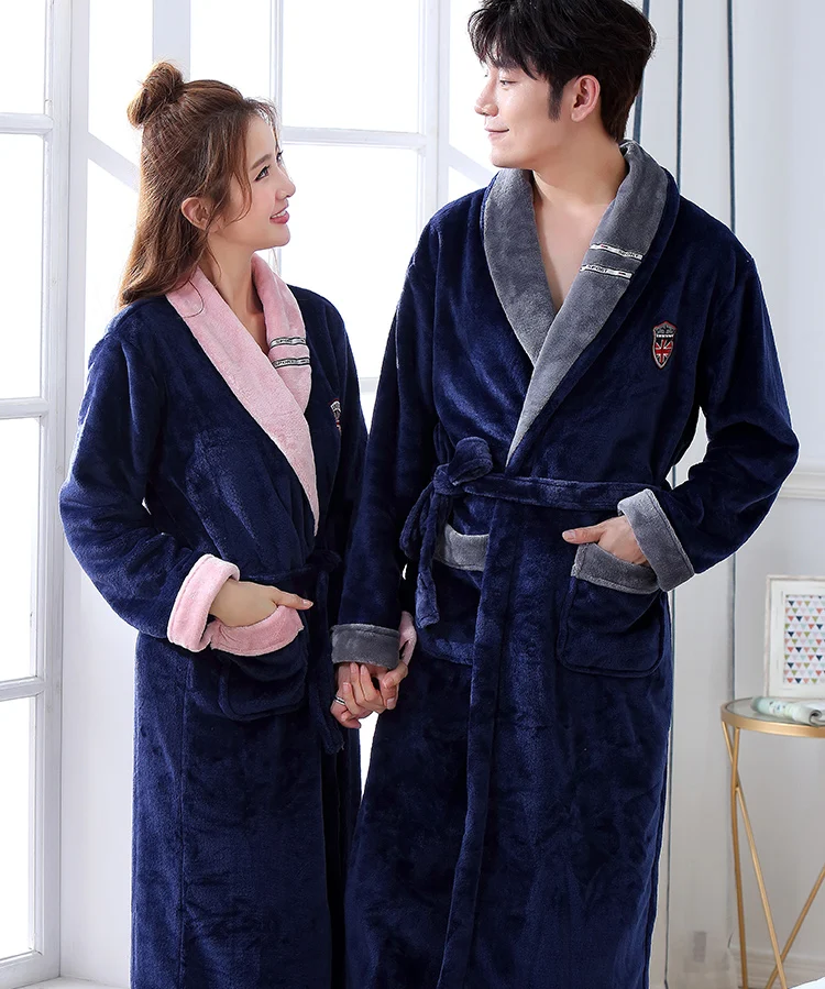 

Зимняя фланелевая повседневная ночная рубашка, мягкое женское кимоно, плотная домашняя одежда, теплая одежда для сна, карманный халат, ночная рубашка, пеньюар