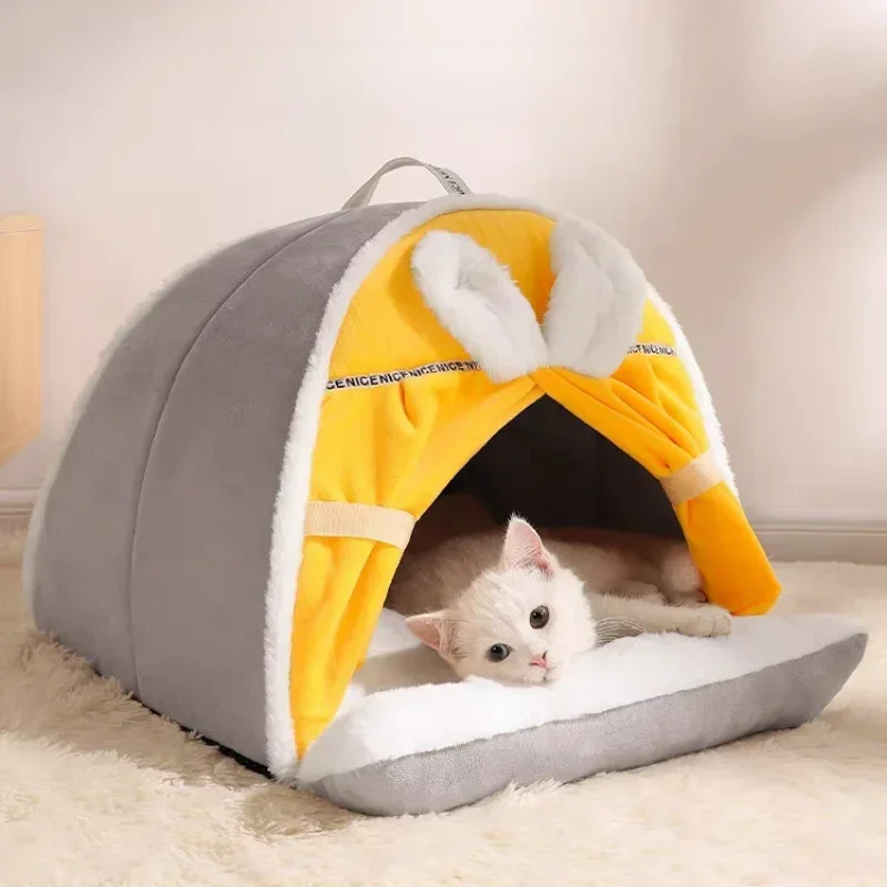 

Winter Windproof Warm Cat House Super Soft Cozy Cat Sleeping Cave Thicken Cute Kitten Puppy Tents Cat Bed Nest Pet Supplies