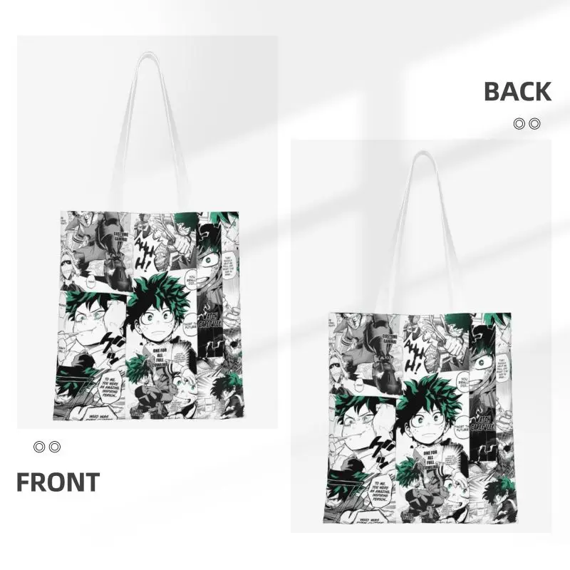 Recycling My Hero Academia Shopping Bag Women Canvas Shoulder Tote Bag Portable Anime Manga Groceries Shopper Bags