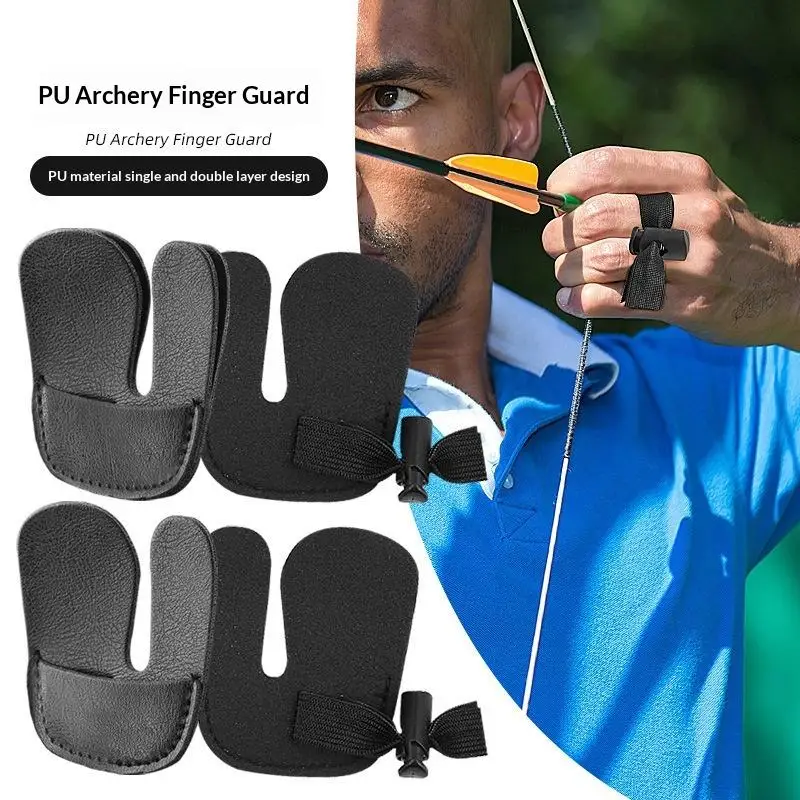 2 szt. Regulowane ochraniacze na palce do łuku klasycznego z grubej skóry PU, akcesoria łucznicze, osłony na palce dla łuczników