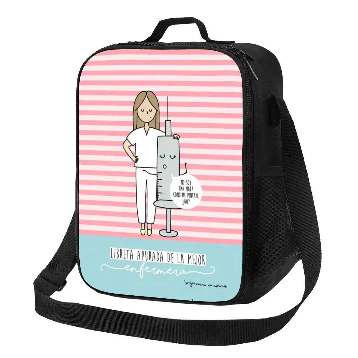 

Cartoon Ladies Nurse Doctor Printed Insulated Lunch Tote Bag for Women Portable Cooler Thermal Food Lunch Box School