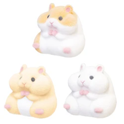 New Flocking Doll Cute Hamster Children Plush Toy Capsule Toys Kawaii Fatty Milky Hamster Flocking Plush Dolls Gashapon Toys