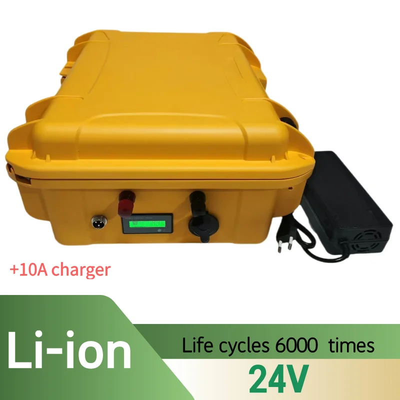 24V Waterproof IP67 24V 50Ah 60Ah 80Ah 100Ah 120Ah 150Ah 200Ah Lithium Li Ion Battery 24v For Trolling Motor+10A Charger