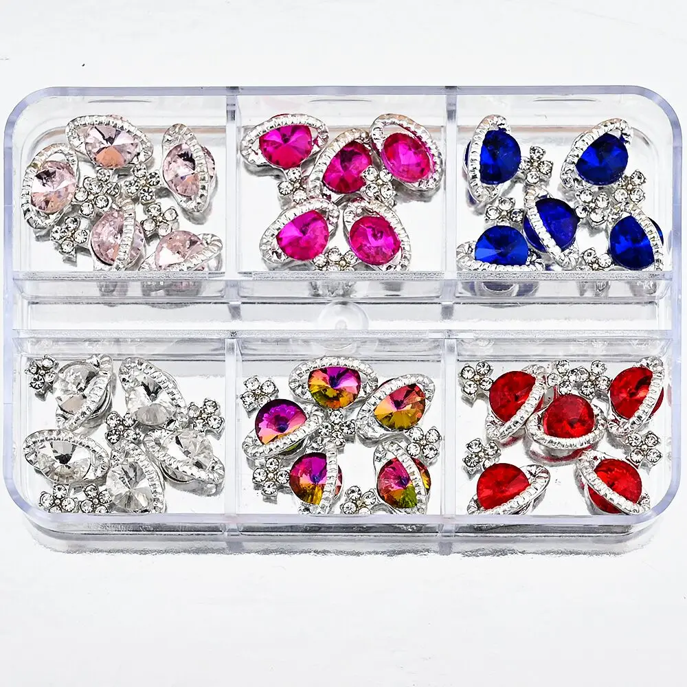 

6Grids/Box 3D Planet Nail Art Charms Mix Styles Crystal Diamond Shiny Luxury Alloy Rhinestone Decoration Manicure Accessorie ##