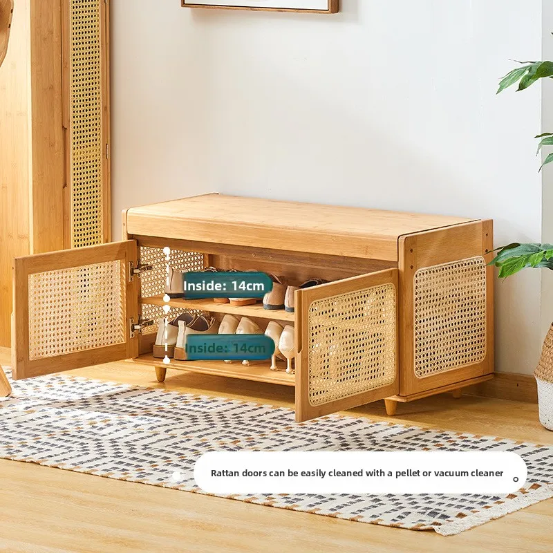 

Modern Shoe changing stool can be sat at the door of the home, shoe stool rattan entry entrance shoe cabinet