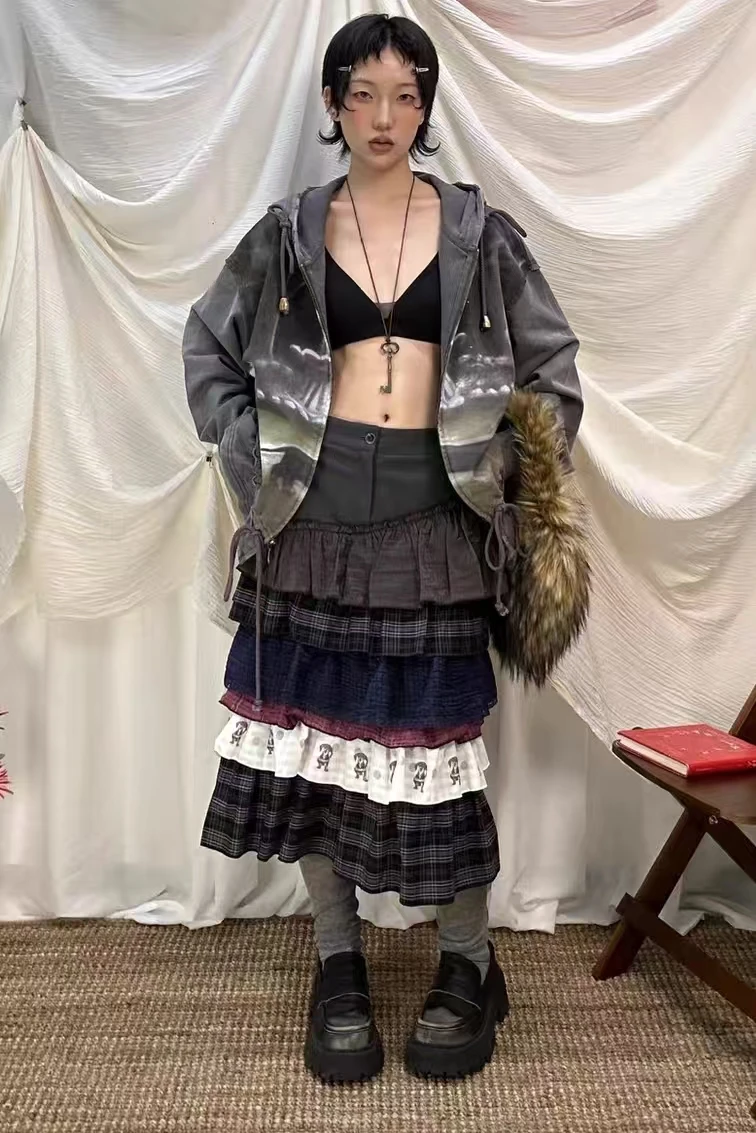 New In 2026 Spring Summer Patchwork Half Skirt For Women's Skirts Fashion Mid Length Vintage Skirts Woman Clothes