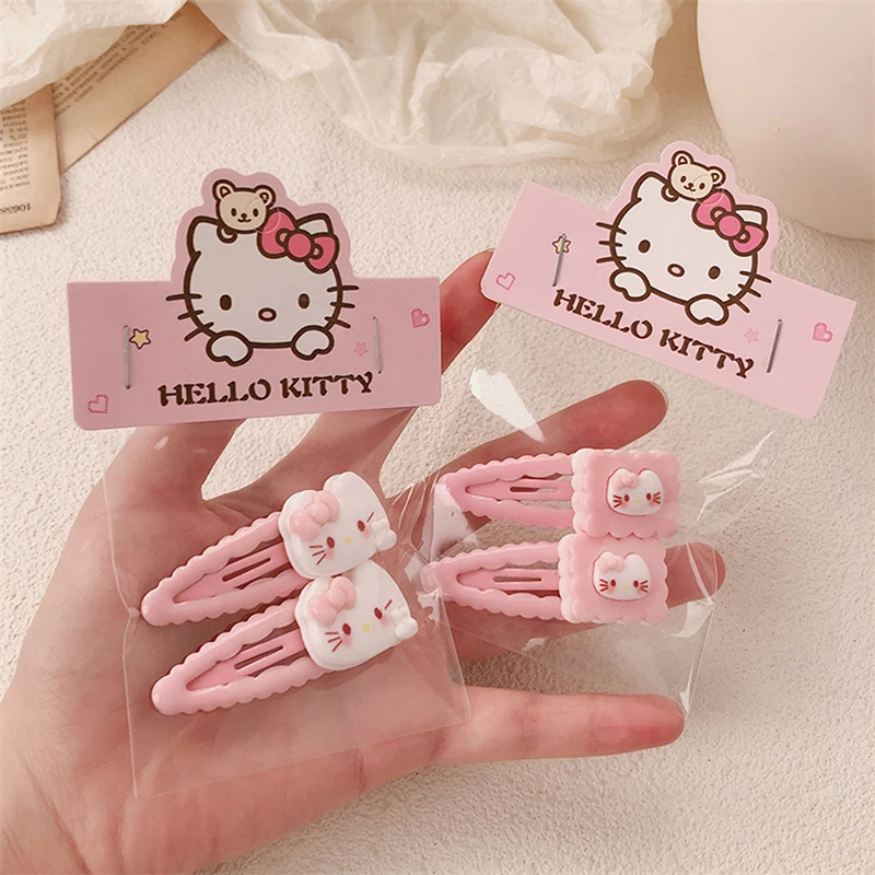 1 para Kawaii Sanrio Hello Kitty spinka do włosów Headrope dla kobiet dziewczynki śliczne klipsy boczne spinki do włosów akcesoria do włosów