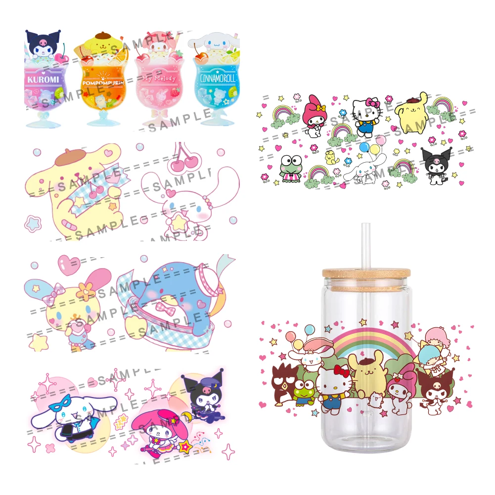 Japan Cartoon Sanrio Character UV DTF Transfer Sticker Waterproof Transfers Decals For 16oz Glass Cup Wrap Stickers