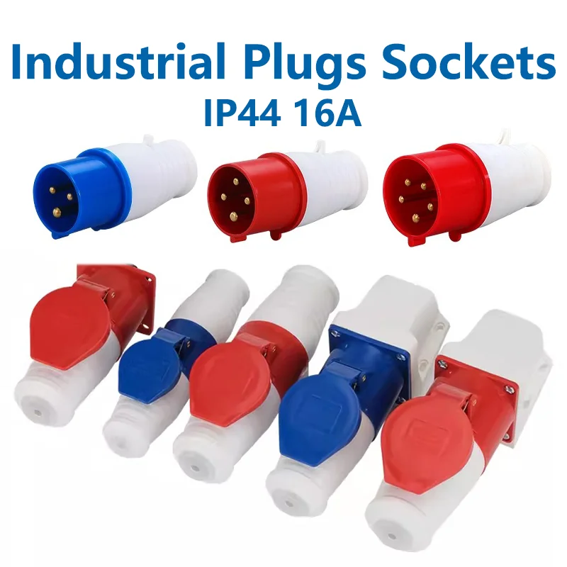 

IP44 Industrial Plug and Socket 3PIN 4Core 5Pin16A Waterproof Connector Waterproof Electrical Connection Wall Mount Socket