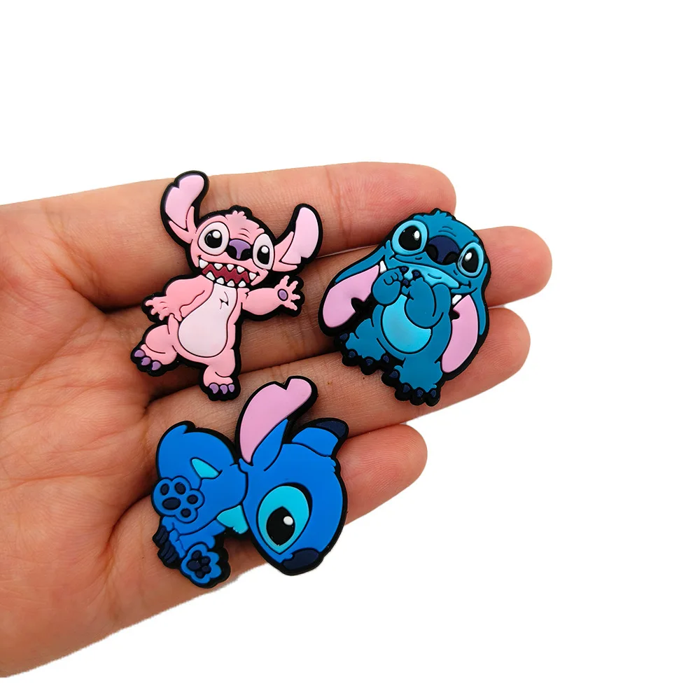 1-16 Stück Miniso Disney Stich Schuh Charms PVC Cartoon Schuhe Zubehör Dekorationen Schnalle fit Clog Sandale Armband Kinder Geschenke