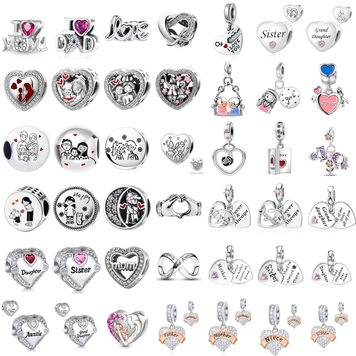 2024 New I Love Your Mother, sisters, Father, Family Charm Pendant, Fitted Original 925 Sterling Silver Bracelet DIY Accessories