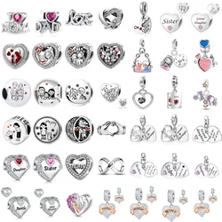 2024 New I Love Your Mother, sisters, Father, Family Charm Pendant, Fitted Original 925 Sterling Silver Bracelet DIY Accessories