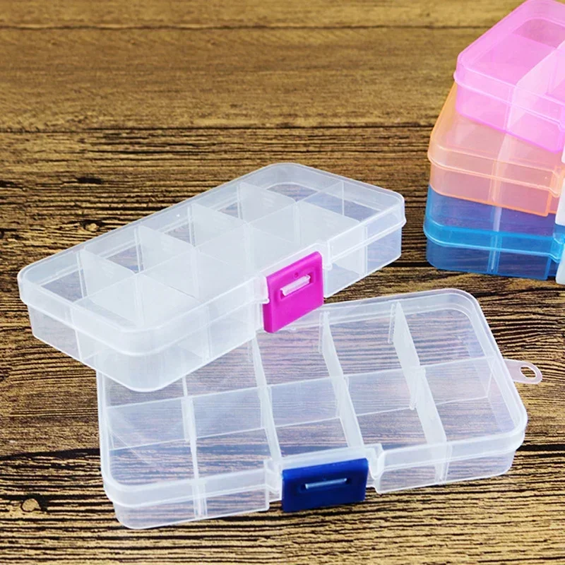 Plastic Storage Jewelry Box Compartment Adjustable Container For Beads Earring Box For Jewelry Rectangle Boxes Case