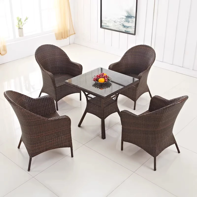 ！@High-quality Modern Environmentally Friendly PE Rattan Outdoor Courtyard Garden Hotel Balcony Waterproof Sun-proof Tables Chai