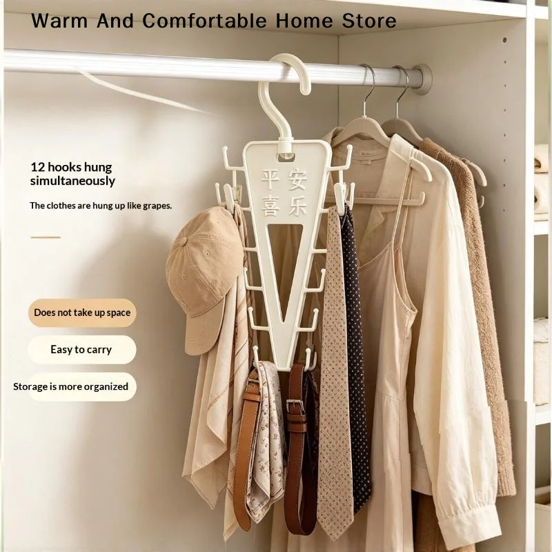 【W】1/2 PCS White V Shaped Over Door Hanger With 12 Hooks 360 Degree Rotation For Storing Bags Hats Scarves Clothes In Entryway